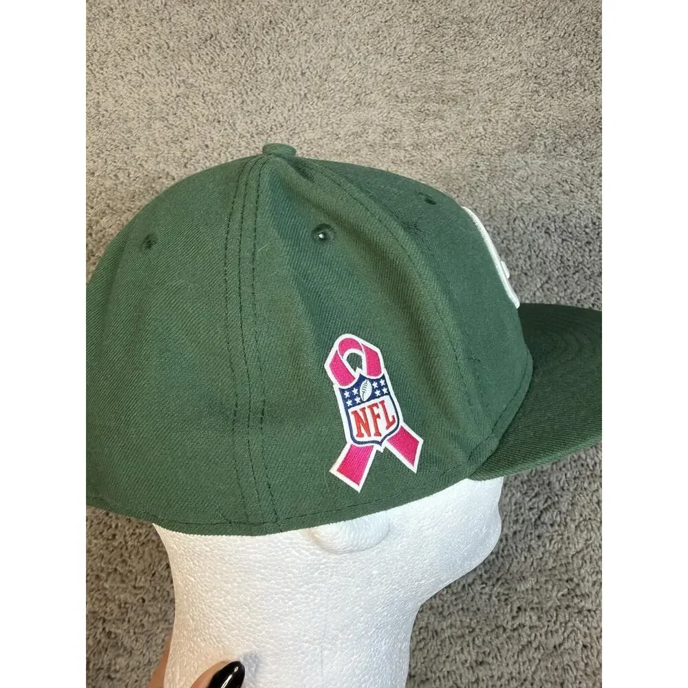 New York Jets Hat Cap Fitted Mens 7 1/2 Green Breast Cancer Awareness New Era